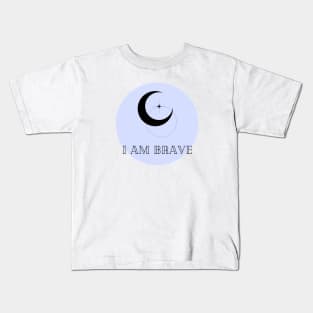 Affirmation Collection - I Am Brave (Blue) Kids T-Shirt